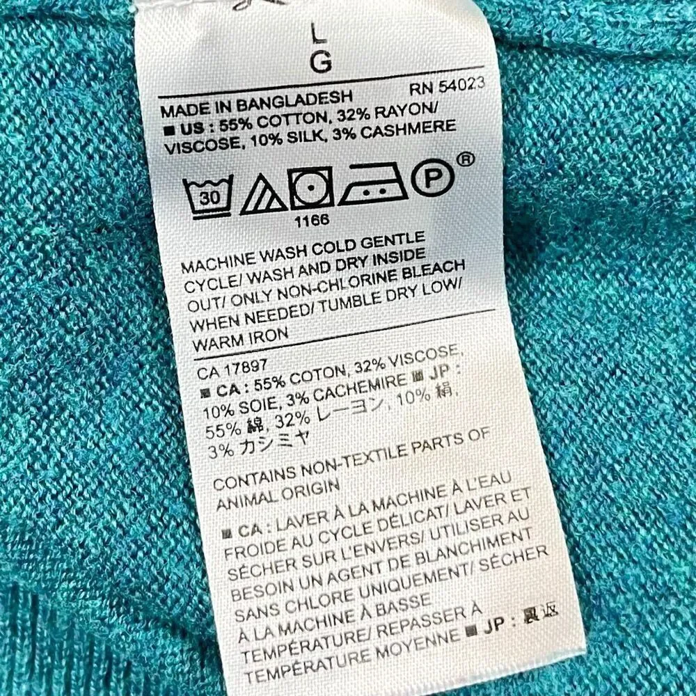 Banana Republic Premium Luxe Yarn Men’s Turquoise V-Neck Sweater L